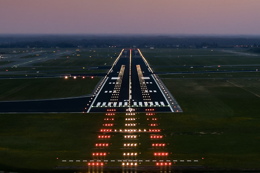 airport runways at night